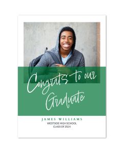 Congrats Green Customized Graduation Photo Card