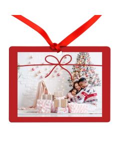Christmas Bow Metal Photo Ornament