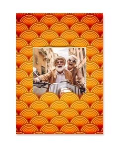 Orange Retro Circles Custom Photo Card