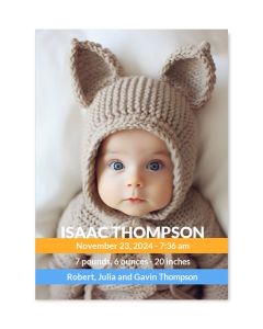 Stripes Customized Birth Announcement Card